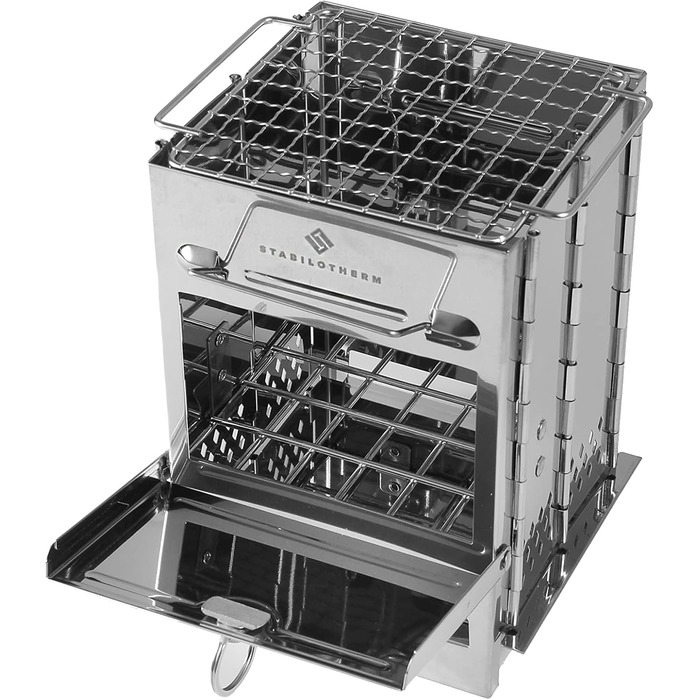 Вугільний гриль з нержавіючої сталі, складаний для кемпінгу та використання на свіжому повітрі портативний гриль, кемпінговий гриль, вуличний гриль кемпінговий гриль дуже стабільний та компактний, 21 см x 14 см x 14 см