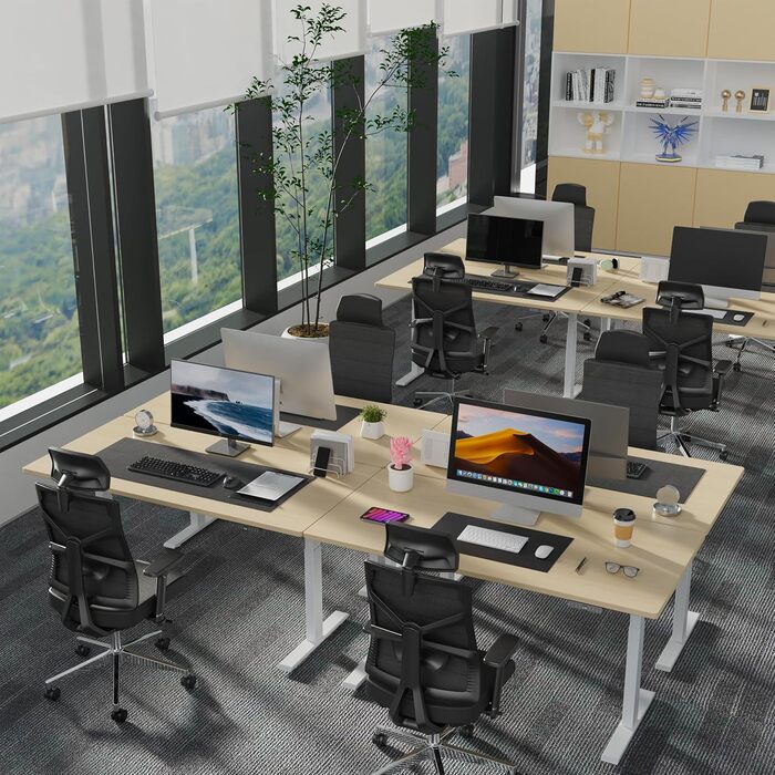 Стіл з регулюванням висоти 140x70 см, цільна стільниця 25 мм, подвійний двигун, 3-рівнева конструкція, інтелектуальне керування з 4 слотами пам&39яті та 2 USB-портами (бежевий білий 140 см x 70 см)