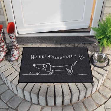Килимок для входу Efia Salonloewe, що миється, &quotDackled In&quot, 50x75 см, Собаки, кумедний, ласкаво просимо