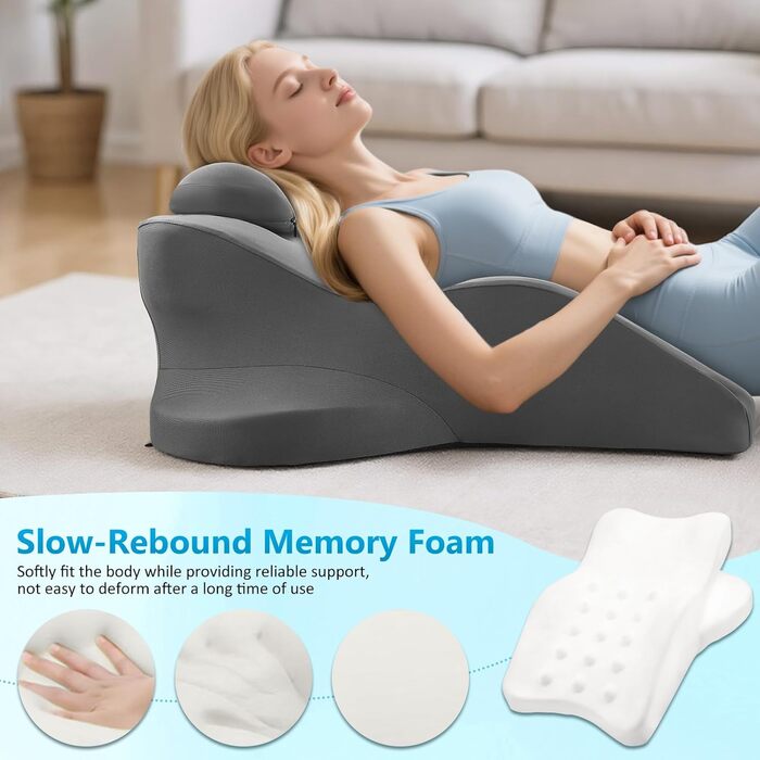 Подушка 4 в 1 для підняття ніг, піна з ефектом пам&39яті, ергономічна комфортна подушка, покращує кровообіг, подушка для ніг, стоп, спини, дивана, ліжка (сіра)