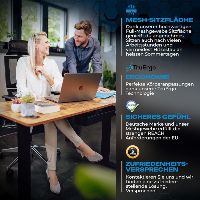 Ергономічне офісне крісло преміум-класу M7 з адаптивною поперековою опорою, ергономічне офісне крісло для домашнього офісу, сітчасте сидіння M7 (чорне)