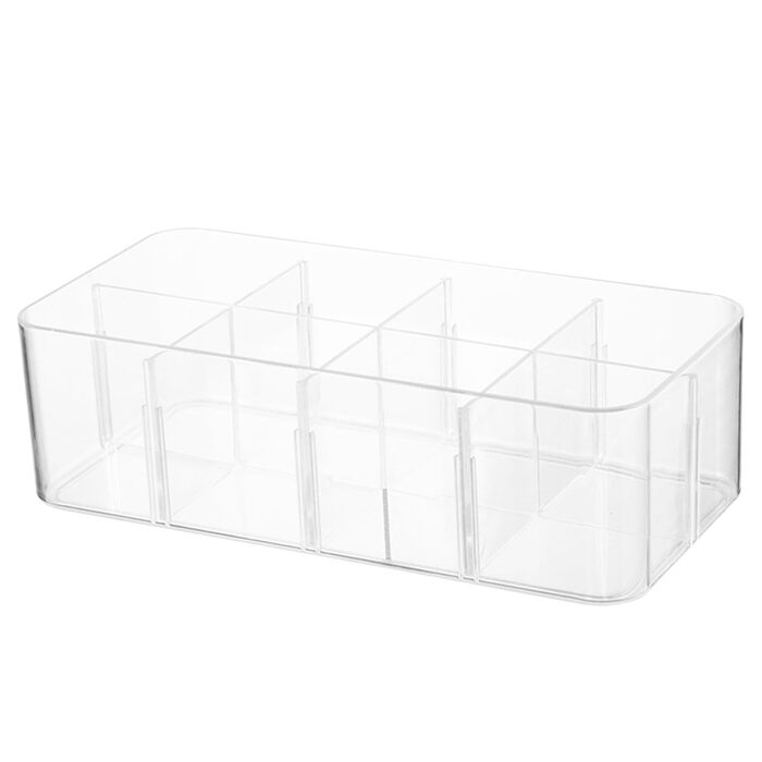 Органайзер для білизни, коробка для зберігання шкарпеток, 8 відділень, прозорий пластик, штабелюваний контейнер для дому, спальні, шафи, організації, матеріал PS, 270 x 130 x