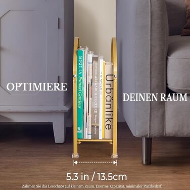 Окремостоячий тримач для журналів PUERSI сучасний дизайн сумки, металевий органайзер для журналів, вінілових платівок, газет (золотистий)