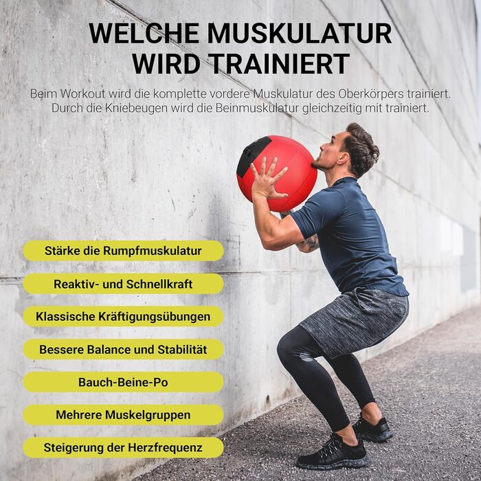 Медичний м&39яч MSPORTS Wall-Ball преміум-класу 2-10 кг 10 кг - червоний