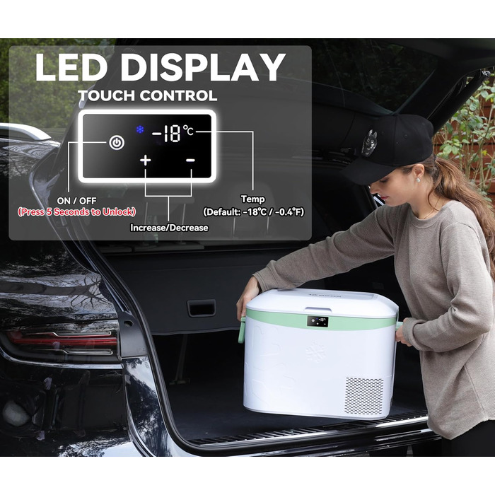 Компресорний холодильник 18 л, портативний електричний холодильник 12/24V DC Електрична морозильна камера Портативна морозильна ка