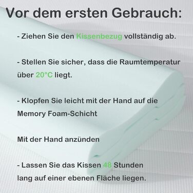 Подушка LAMB з регульованої по висоті піни з ефектом пам&39яті, ергономічна подушка для підтримки шиї, щільність 50D, знімний чохол, підходить для сну на боці - синя, 2 шт., 60x35x12/10 см, синя піна з ефектом пам&39яті