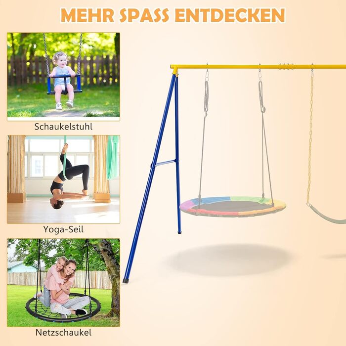 Рама для гойдалок COSTWAY, рама для гойдалок з металу з вантажопідйомністю до 300 кг, рама для гойдалок з анкером для заземлення,