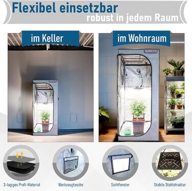 Міцний гроубокс для вирощування в приміщенні з тканиною 1680D, світлонепроникний, з відбиваючим майларом, сталевим каркасом, ідеальний для домашнього вирощування та гідропоніки, 80x80x180