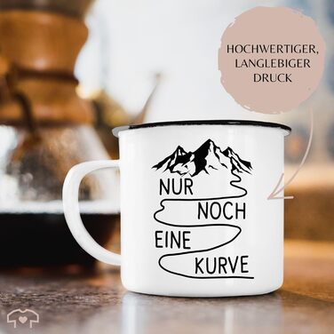 Емальована кружка - Піший туризм - Кружки - Просто ще один вигин - 300 мл - Білий Чорний - ентузіасти пішого туризму гірська кружка подарунок для туристів гори бляшана кружка для походів гори емальована кружка вигини 1 Білий Чорний