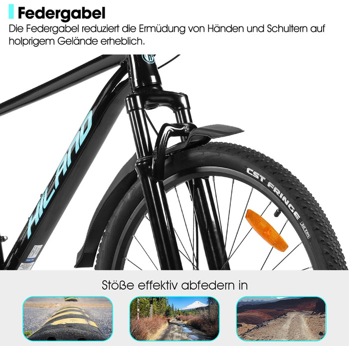 Гірський велосипед HILAND 26/27,5 дюймів для жінок, чоловіків та дорослих, 21-швидкісний гірський велосипед з алюмінієвою рамою, подвійні дискові гальма, гірський велосипед для чоловіків та жінок, чорний/зелений/синій/фіолетовий чорний 27,5 дюймів