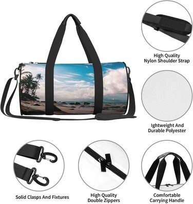 Спортивна сумка, дорожня сумка, пляжна сумка, з пальмами, принт, сумка на нічліг, чорна, універсальний розмір