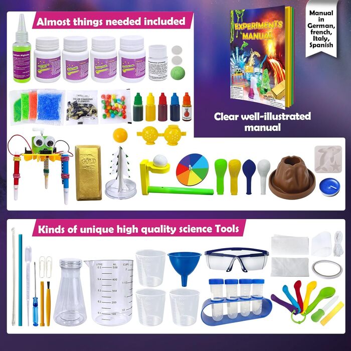 Набори для експериментів для дітей хлопчиків та дівчаток, Набір для наукових експериментів, іграшка для хлопчиків, подарунки, Набір для хімії, дитяча лабораторія, 150