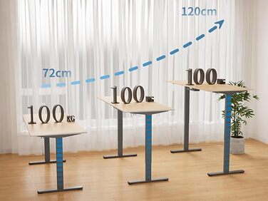 Стіл Flamaker з регульованою висотою, 2 двигунами та вантажопідйомністю 100 кг, каркас столу з електричним регулюванням висоти, ніжки столу з регульованою висотою та коробкою для кабельного управління, стіл на колесах (чорний)