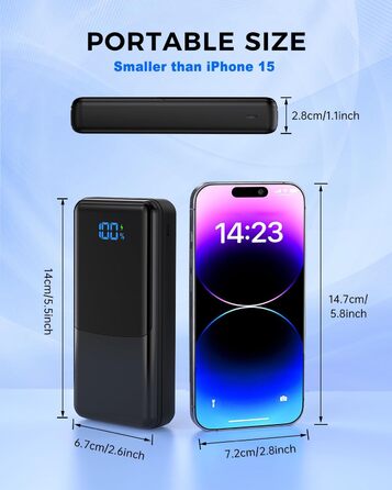 Портативний Power Bank USB C 30W Fast Charging Power Bank зі світлодіодним дисплеєм Зовнішня батарея мобільного телефону з 3 виходами та 2 входами для смартфонів, планшетів, AirPods тощо, 27000mAh
