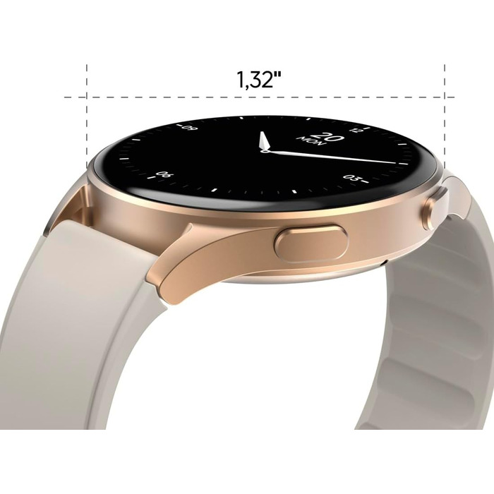 Розумний годинник Hama 8900 з GPS, водонепроникний IP68, функція телефону (сенсорний AMOLED-дисплей, голосове керування, спортивні режими, трекер сну, пульсометр, WhatsApp, годинник для бігу, пульсометр, фітнес-годинник) золотого кольору