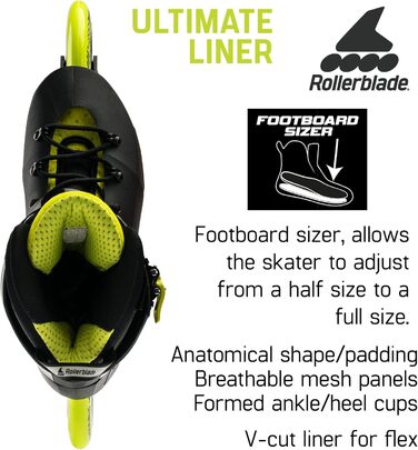 Роликові ковзани 7/7.5 чорний/лайм