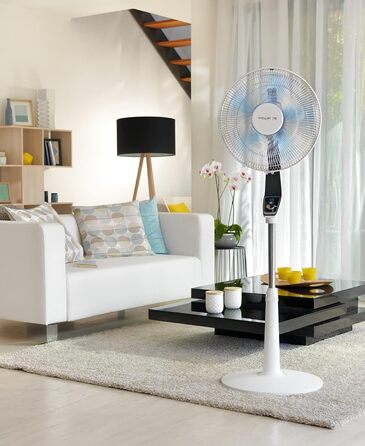 П'єдестальний вентилятор Turbo Boost Silence Extreme з пультом дистанційного керування, діаметр 40 см, надзвичайно тихий, чорний/с