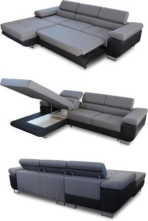 Кутовий диван Sofnet Divo з функцією сну, відділенням для зберігання речей та регулюванням підголівника, м&39який кутовий диван, комплект для вітальні, розкладний диван, кушетка, диван, пружинна серцевина (Сірий (Kronos 22), Кутовий диван лівий)