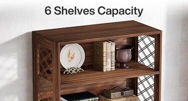 Книжкова полиця Tribesigns, вінтажна окремостояча полиця заввишки 180 см, 6-ярусна дерев&39яна книжкова полиця з відкритими полицями, для вітальні, домашнього офісу, промисловий дизайн, вінтажно-коричневий колір