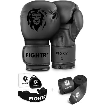 Стартовий набір для боксу FIGHTR Комплект боксерських рукавичок, бинтів та капи для боксу, ММА, муай-тай та кікбоксингу Розміри 8-16 унцій, включаючи сумку для перенесення 10 унцій