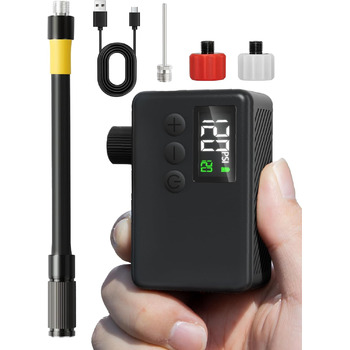 Велосипедний насос GPUTEK для електричного велосипеда, аксесуар для велосипеда. Бездротовий велосипедний насос 120 PSI з манометром, автоматичним вимкненням та світлодіодним підсвічуванням. Для електровелосипедів, гірських велосипедів, міських та шосейних