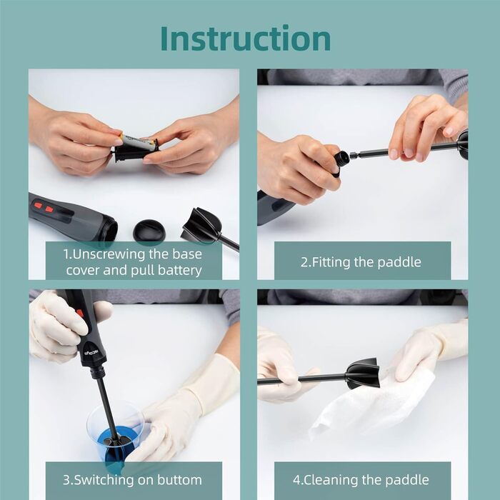 Блендер ISTOYO з епоксидною смолою, ручна акумуляторна мішалка для мінімізації бульбашок, міксер смоли для смоли, змішування силікону, змішувач епоксидної смоли, ідеально підходить для рукоділля своїми руками (включає 2 шт. и весла)