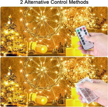 Світлодіодні казкові вогні Vicloon мідний дріт, 2 шт. и 10м 100 світлодіодних батарейних казкових вогнів з пультом дистанційного к