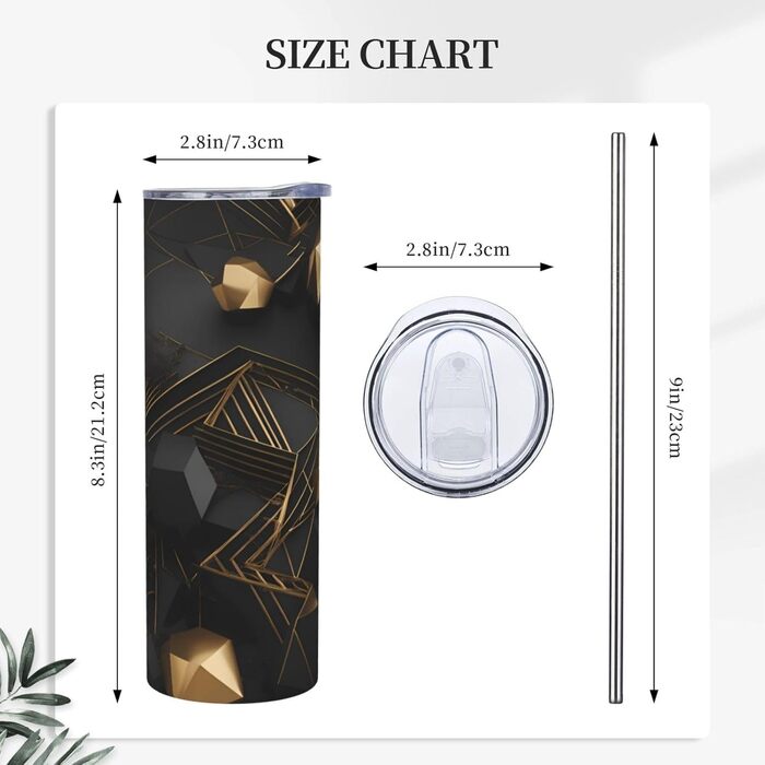 Кухоль з прямою трубочкою, 590 мл, чорно-золотий, картатий, з принтом, дорожній кухоль, підходить для кемпінгу, офісу та дому