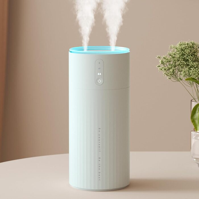 Зволожувач JISULIFE для спальні 1 л, зволожувач повітря з верхнім заповненням 30 дБ, зволожувач повітря 8000 мАг, зволожувач для рослин із нічником для спальні/дитячої кімнати/зелені рослини