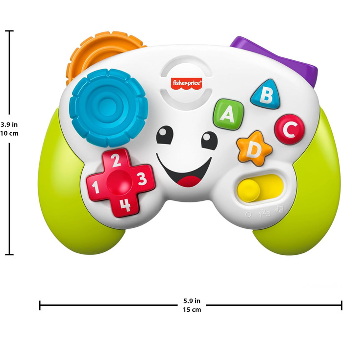 Розважальний ігровий контролер Fisher-Price Learning для немовлят і малюків зеленого кольору, манекен для відеоігор із функцією му