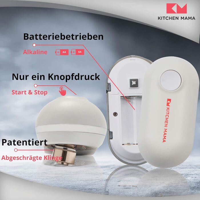 Електричний консервний нож Kitchen Mama Mini - кишеньковий консервний нож з легким дотиком, без гострих країв, зручним для подорожей форматом і чіпким дизайном - білий
