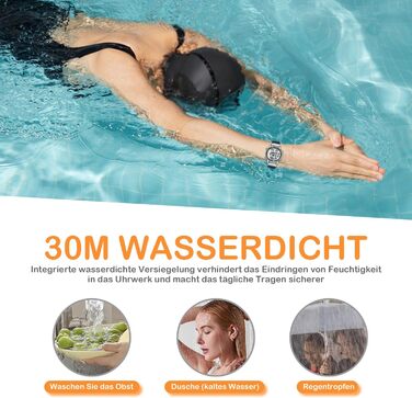 Крокомір для жінок, фітнес-трекер для ходьби, водонепроникний спортивний годинник, лічильник калорій, наручний годинник з великим цифровим дисплеєм, для пенсіонерів, жінок та людей похилого віку, чорний