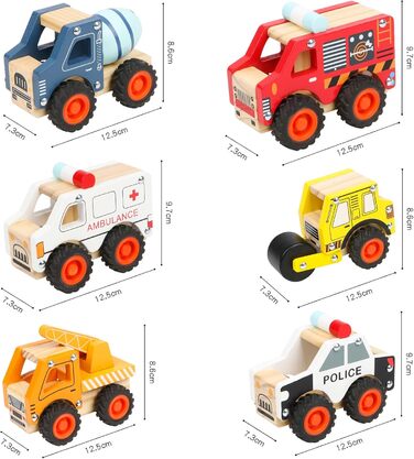 Дерев'яні машинки розвиваючі іграшки для дітей, 6 PCS