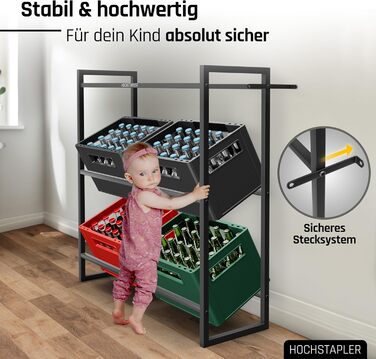 Штабелювана полиця для напоїв на 6 ящиків антрацитового кольору - Суцільна полиця для напоїв - Полиця для напоїв з настінним кріпленням - Полиця для ящиків на 6 ящиків (6 ящиків без винної полиці) антрацитового кольору