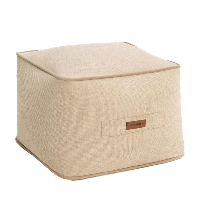 Пуф-стілець, квадратний пуф, високоякісний стілець, легкий у догляді пуф, пуф-стілець для вітальні, спальні, Quantum, 46 x 46 см, кремовий