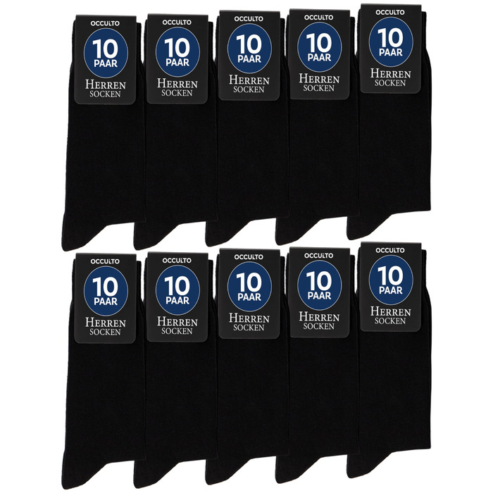 Чоловічі та жіночі чорні шкарпетки Occulto, 10, 20, 30 шт. (модель Hermann), розміри 43-46 Чорний