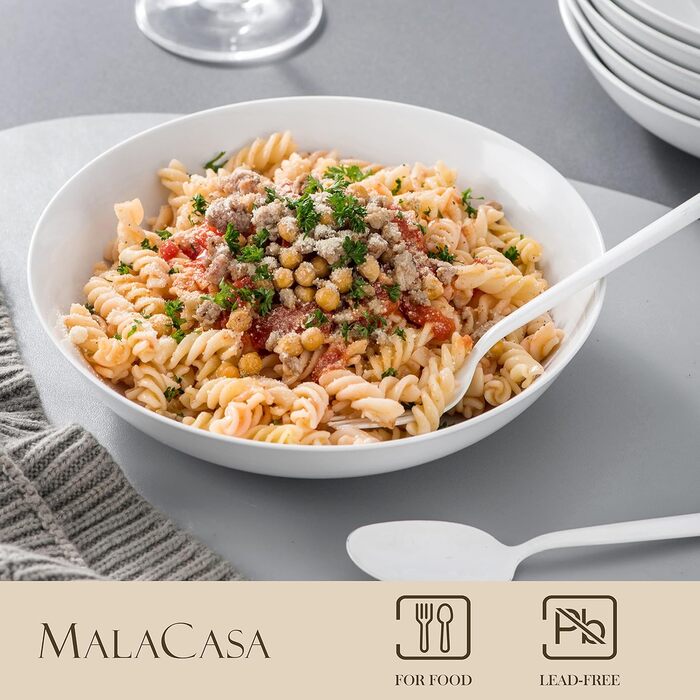 Серія звичайна, 6 шт. Тарілка для пасти Супова тарілка Крем Біла порцелянова салатна тарілка Тарілка для подачі, глибока тарілка д