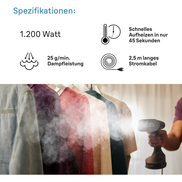 Паровий випрямляч Braun QuickStyle 5 GS5031BL, технологія Dual FreeGlide 3D, технологія FastSteam, відпарювач, пара 25 г / хв, рез