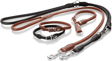 Ошийник для собак HUNTER Round & Soft Canadian UP, колір коньяк, м'яка та гладка шкіра, класичний дизайн, делікатний до шерсті, круговий прошитий, екологічно стійкий, виготовлено в Німеччині, розмір 45 коньяк 45