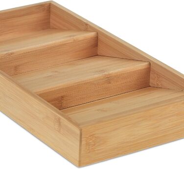 Шухляда для спецій Relaxdays, бамбук, ВxШxГ 5 x 20 x 38 см, 3 яруси, шухляда-вставка для спецій, тримач для спецій, натуральний колір 1