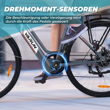 Електровелосипед VARUN, 28-дюймовий електровелосипед для чоловіків та жінок з акумулятором 36 В 360 Втгод, датчиком крутного моменту, запасом ходу 80 км, електровелосипед з РК-дисплеєм, 3 режими їзди, міський велосипед із сертифікатом CE, електровелосипед