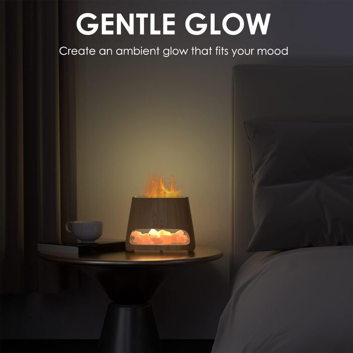 Аромадифузор SALKING 2-в-1 і пакистанська сольова лампа, дифузор із ефектом полумя для ефірних олій, дифузор, зволожувач холодного туману з 3 яскравостями, 150 мл