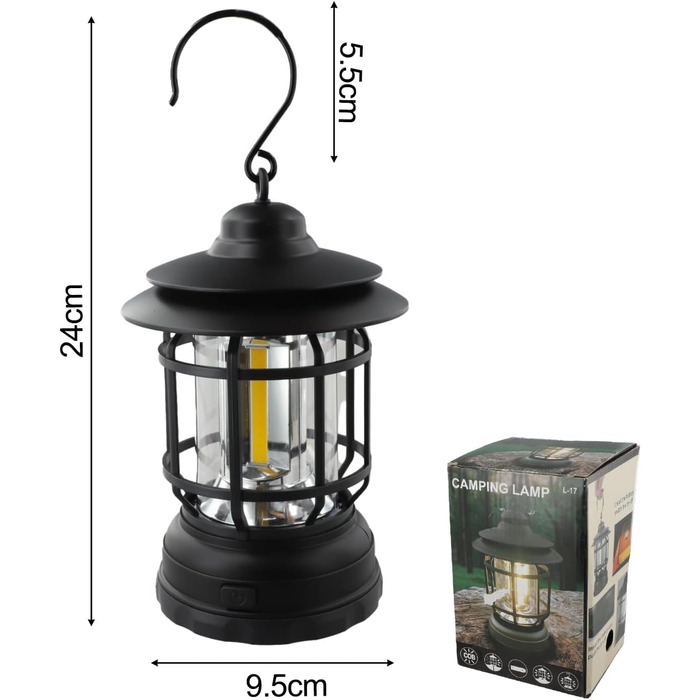 Світлодіодний кемпінговий ліхтар з акумуляторною батареєю, портативний вінтажний кінський ліхтар для походів та кемпінгу, з плавним регулюванням яскравості, 120 120 200 мм, 275 г