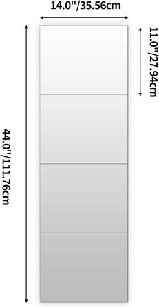 Дзеркальні плитки 35,6 х 28 см, скляне настінне дзеркало підходить для вітальні, ванної кімнати Прямокутний край 35,6 х 28 см, 4