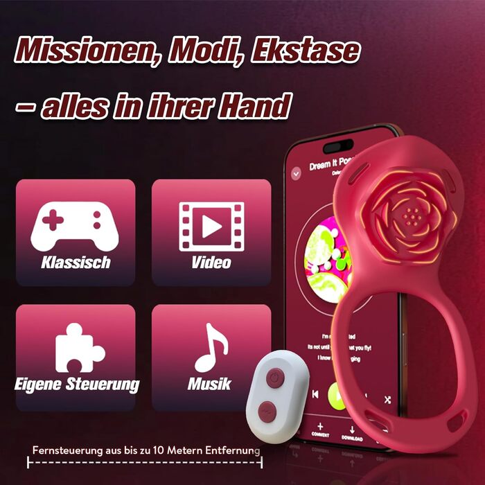 Вібратор YAWNSHE Rose для пар, кліторальна стимуляція з додатком і пультом, водонепроникний, червоний