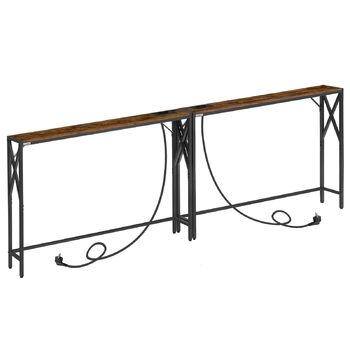 Консольний столик із зарядною станцією, столик для передпокою, вузький консольний столик, столик для передпокою, вітринний столик, бічний столик для вітальні, передпокою, вінтажний коричневий та чорний ACTHR151UE01S2V 2 Коричневий