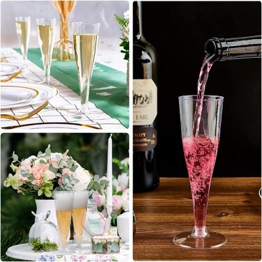 Пластикові келихи для шампанського Alihoo, 20 шт. прозорих пластикових келихів для шампанського, десертні чашки, келихи для шампан