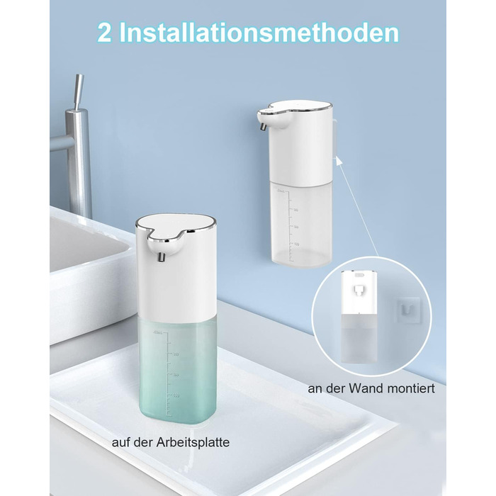 Настінне кріплення для мила, автоматичний дозатор мила Dalugo 400 мл, що перезаряджається, з 4 регульованими рівнями, водонепроник