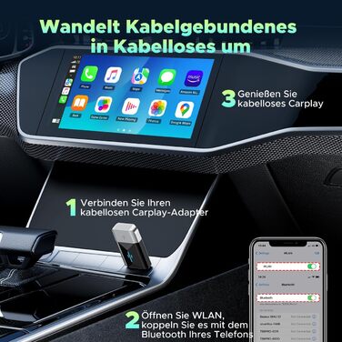 Бездротовий адаптер Lamto CarPlay 2 в 1 для Apple та Android Auto, бездротовий адаптер CarPlay Dongle Convert заводський дротовий CarPlay у бездротовий Plug & Play, Wi-Fi 5.8 ГГц, iOS 10 та Android 11