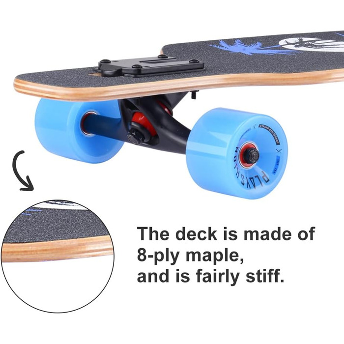 Лонгборд 39 дюймів, з кульковими підшипниками ABEC-9, Drop-Through Freeride Skateboards Cruiser I кокосове дерево